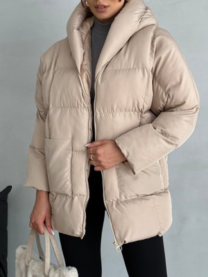 Moda Armanc Puffer Yarasa Şişme Oversize Kadın Mont