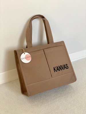 Baglovis Kanvas Kumaş Nakış Detaylı Büyük Omuz Çantası