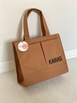 Baglovis Kanvas Kumaş Nakış Detaylı Büyük Omuz Çantası