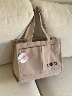 Baglovis Kanvas Kumaş Nakış Detaylı Büyük Omuz Çantası