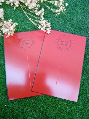 Emtory Home Özel Kesimli 25 Adet Toka Kartı Kalın Kuşe 6001 Bandana Kartı 9 x 14 cm Kırmızı Handmade