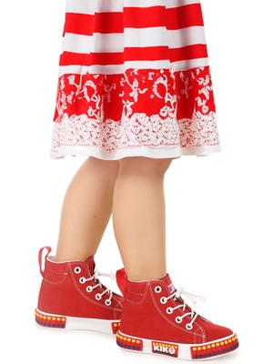 Kiko Kids Gamel Günlük Lastikli Kız Çocuk Bot Ayakkabı Kırmızı