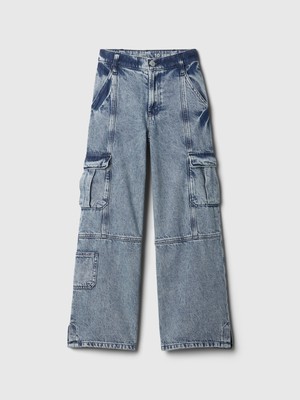 Gap Kız Çocuk Mavi Low Rise Kargo Jean Pantolon