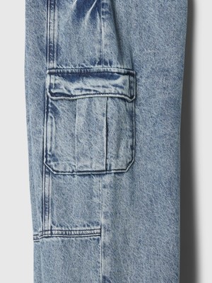 Gap Kız Çocuk Mavi Low Rise Kargo Jean Pantolon