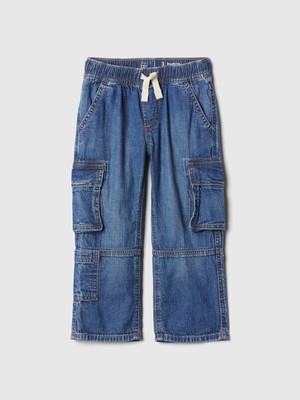 Gap Erkek Bebek Koyu Mavi Bağcıklı Kargo Baggy Jean Pantolon