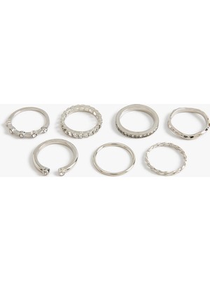 Koton 7'li Yüzük Seti Taş Detaylı Çelik Karışımlı