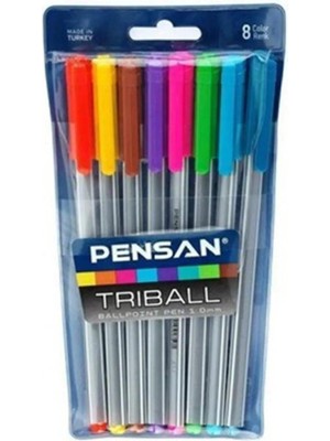 Pensan Triball Renkli 8 Li Vakumlu Tükenmez Kalem Seti