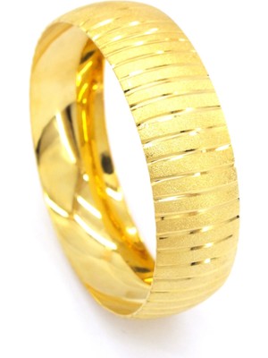 Bz Burgu Zincir Bz 22 Ayar Altın Kaplama Düz Çizgili Bilezik 2 cm Kalınlık BLZ-3014