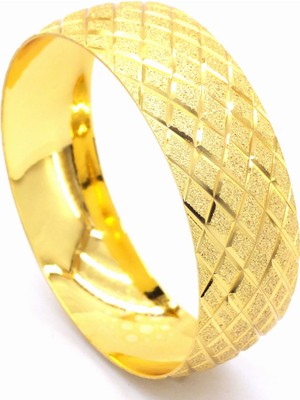 Bz Burgu Zincir Bz 22 Ayar Altın Kaplama Baklava Desen Bilezik 2 cm BLZ-3035