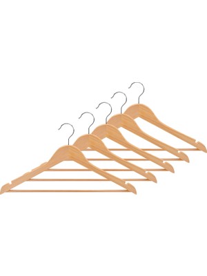 Microcase Ahşap Görünümlü Plastik Elbise Askısı 5 Adet Al4494