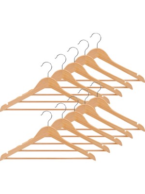 Microcase Ahşap Görünümlü Plastik Elbise Askısı 10 Adet  Al4494