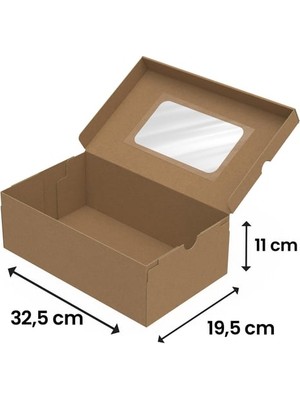 Packanya 32,5X19,5X11 cm Pencereli Kendinden Kapaklı Ayakkabı Kutusu 25 Adet Kullanışlı Karton