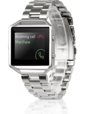 Markacase Fitbit Blaze Metal Çerçeve Kelebek Toka Üç Boncuk Paslanmaz Çelik Metal Saat Kordonu