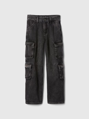 Gap Erkek Çocuk Siyah Double Kargo Baggy Jean Pantolon