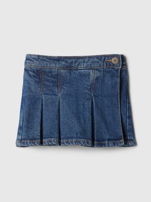 Gap Kız Bebek Lacivert Denim Pileli Şort Etek