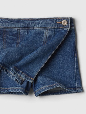 Gap Kız Bebek Lacivert Denim Pileli Şort Etek