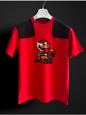 FNBX Carlos Sainz Pixel Kırmızı Siyah T-Shirt