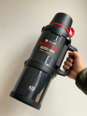 Vacuum Termos Paslanmaz Çelik 4 Litre Siyah Kamp Aile Boy Taşıma Sapı ile