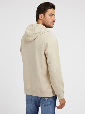 Guess Erkek Logolu Kapüşonlu Sweatshirt-Tarçın