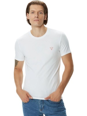 Guess Erkek Guess Cn Ss Core T-Shirt - Beyaz