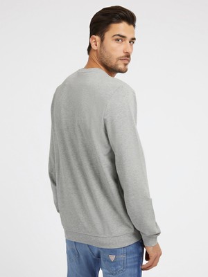 Guess Üçgen Logolu Erkek Sweatshirt-Gri Melanj