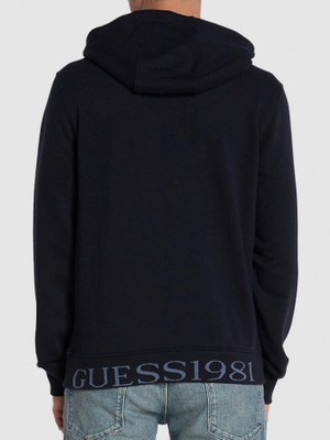 Guess Erkek Chrıstıan Kapüşonlu Sweatshirt - Siyah