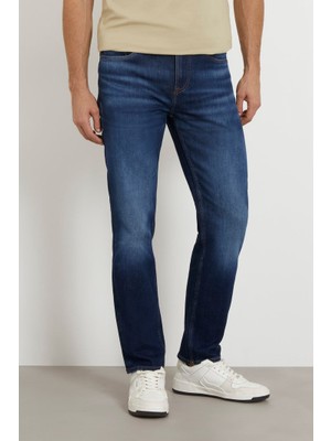 Guess Erkek Angels Slim Jean Pantolon - Koyu Mavi