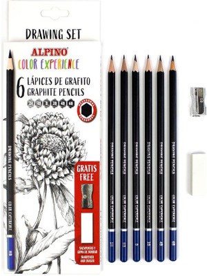 Alpino Color Experience 6 Lı Grafit Kalemi 1 Paket Dereceli Çizim Kalemi Eskiz Kalem Seti Kalemtraş Silgili