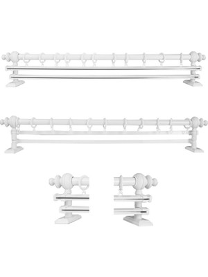 Freshh Çift Raylı Ahşap Rustik Perde Askısı - 100 cm