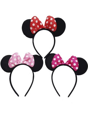 Vipfoni Mickey - Mini Mouse Taç Fiyonklu Taç 2 Adet - Fuşya