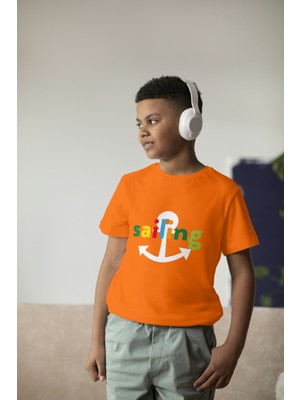 Bubuga Erkek Çocuk Pamuk Sailing Baskılı Kısa Kol Tshirt