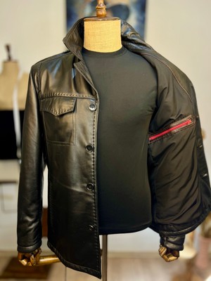 Always Leather Usta Işi Dikim Deri Uzun Kol Siyah Kaban Erkek İçin Özel Kesim Dayanıklı Malzeme