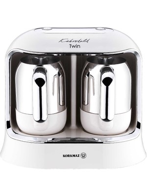 Korkmaz A861-08 Kahvekolik Twin Kahve Makinesi Vanilya/Krom 4 Fincan Kapasite ile Güçlü Kahve Deneyimi