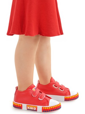 Kiko Kids Kach Cırtlı Kız Bebek Günlük Spor Ayakkabı Kırmızı