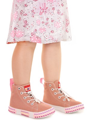 Kiko Kids Gamel Günlük Lastikli Kız Çocuk Bot Ayakkabı Pudra