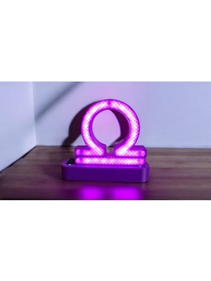 Oyku Handmade 3D Ledli Terazi Burcu Sembolü Masa Lambası