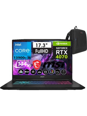 Msı Katana 17 Intel Core I9-13900H 32GB Ddr5 2tb SSD 8GB/RTX4070 WINDOWS11HOME 17.3" 144 Hz Fhd IPS Taşınabilir Bilgisayar B13VGK-1242XTRW27+WEBLEGELSINÇANTA