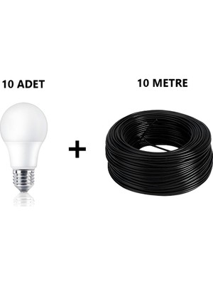 Tekno Trust Çok Renkli LED Ampul 9WATT Beyaz Renk + 10 Metre Bağlantı Kablosu Ağaç Feneri Için E27 0 - 250 Watt