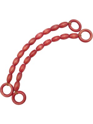 Angel Çanta Aksesuar 20 mm Oval Ahşap Boncuklu 40 cm Kırmızı Renk Çanta Sapı