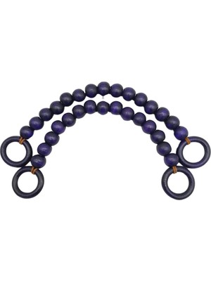 Angel Çanta Aksesuar 20 mm Ahşap Boncuklu 37 cm Mor Renk Çanta Sapı