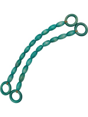 Angel Çanta Aksesuar 20 mm Oval Ahşap Boncuklu 40 cm Turkuaz Renk Çanta Sapı