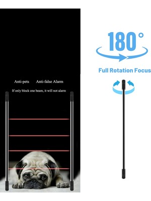 Sec-On 10 Işınlı 175 cm Boy Kapı ve Pencere Tipi Kızılötesi Bariyer - Hırsız Alarm Beam Dedektörü