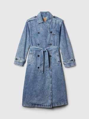 Gap Kadın Mavi Icon Longline Denim Trençkot