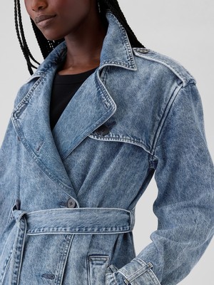 Gap Kadın Mavi Icon Longline Denim Trençkot