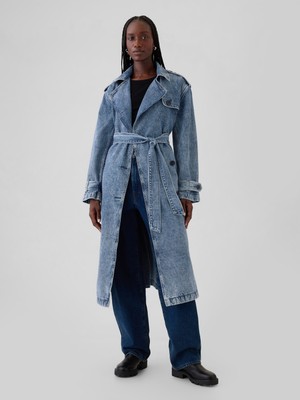 Gap Kadın Mavi Icon Longline Denim Trençkot