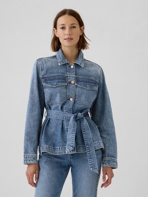 Gap Kadın Mavi Ultrasoft Belted Denim Ceket