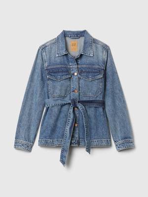 Gap Kadın Mavi Ultrasoft Belted Denim Ceket