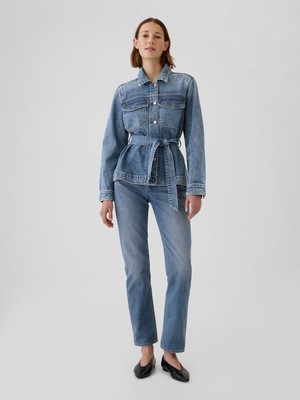 Gap Kadın Mavi Ultrasoft Belted Denim Ceket