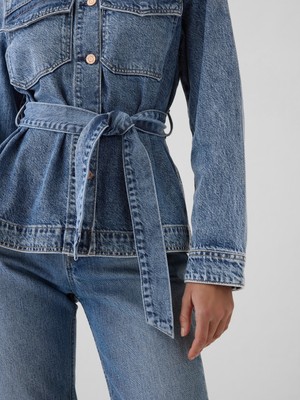 Gap Kadın Mavi Ultrasoft Belted Denim Ceket