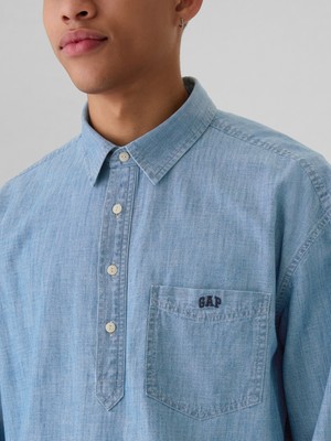 Gap Erkek Mavi Gap Logo Pullover Chambray Gömlek